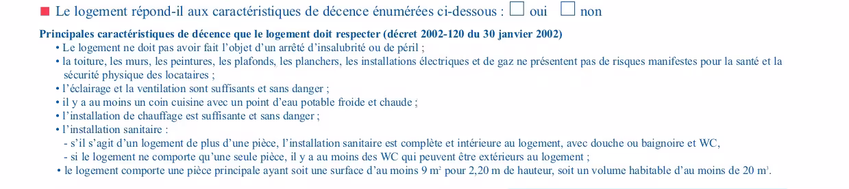 CAF caractéristiques décence logement